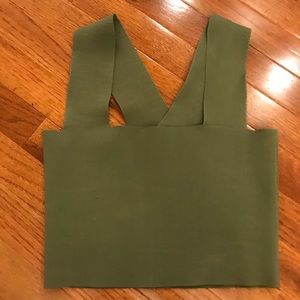 LF green square neck bandage crop top